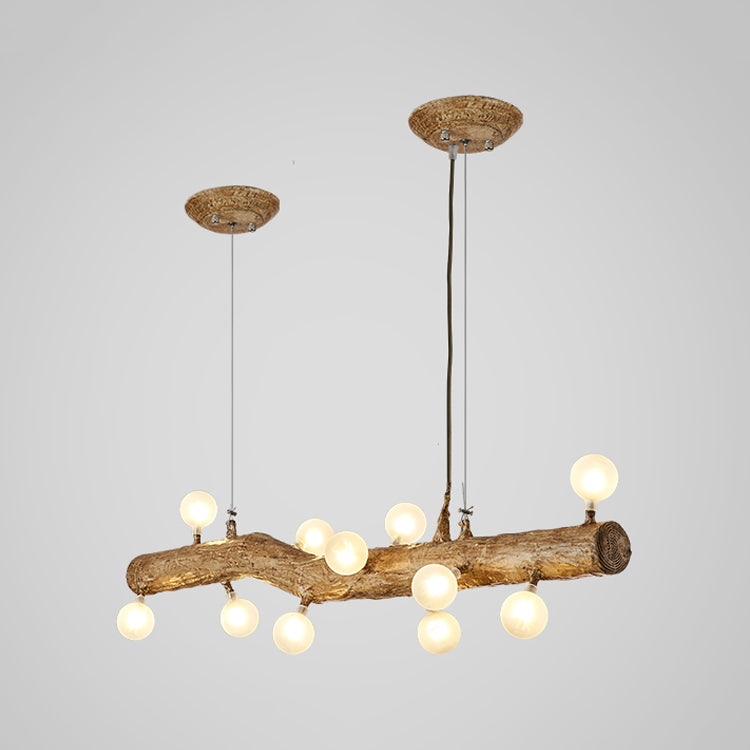 Modern Resin Island Chandelier Stump 1-Light Restaurant Suspension Lamp with Glass Shade