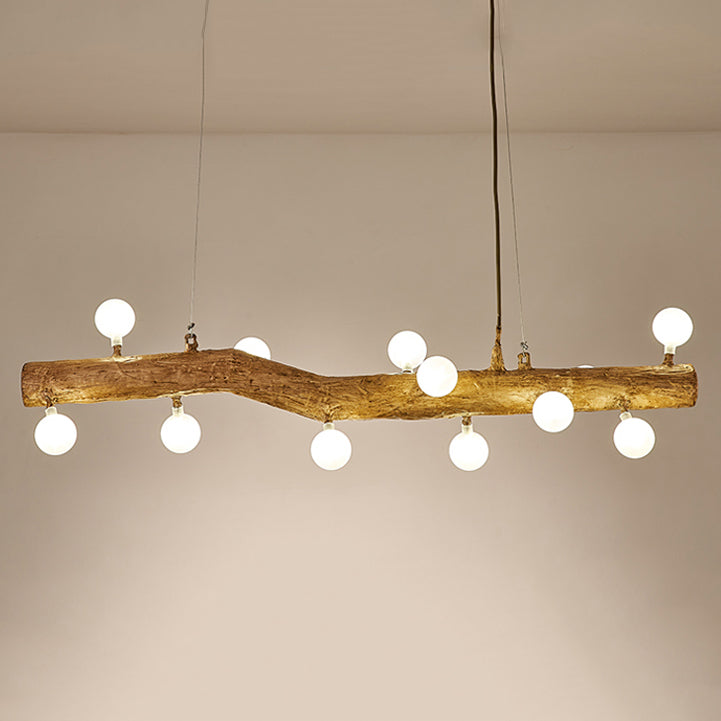 Modern Resin Island Chandelier Stump 1-Light Restaurant Suspension Lamp with Glass Shade