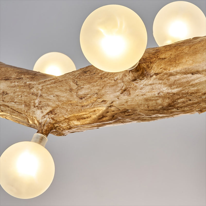 Modern Resin Island Chandelier Stump 1-Light Restaurant Suspension Lamp with Glass Shade