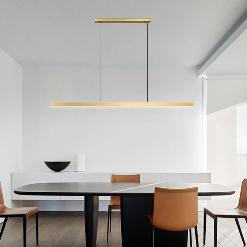 Accesorios de iluminación modernos de la isla de cobre de cobre lámpara de suspensión LED de 1 luces lineales