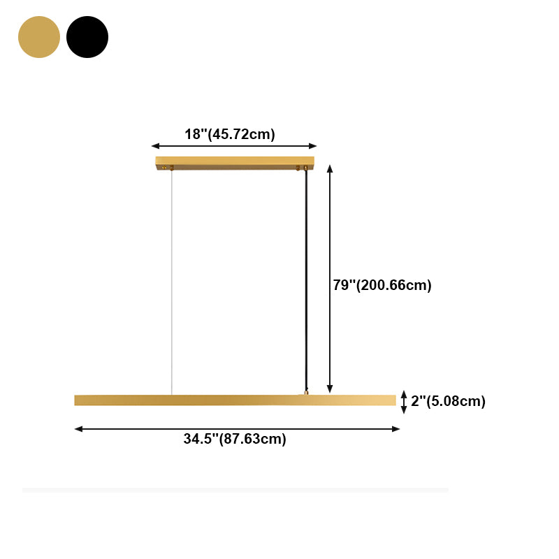 Accesorios de iluminación modernos de la isla de cobre de cobre lámpara de suspensión LED de 1 luces lineales