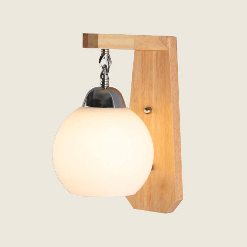 Estilo japonés de pared de madera de madera apliques de pared geométrica con vidrio blanco