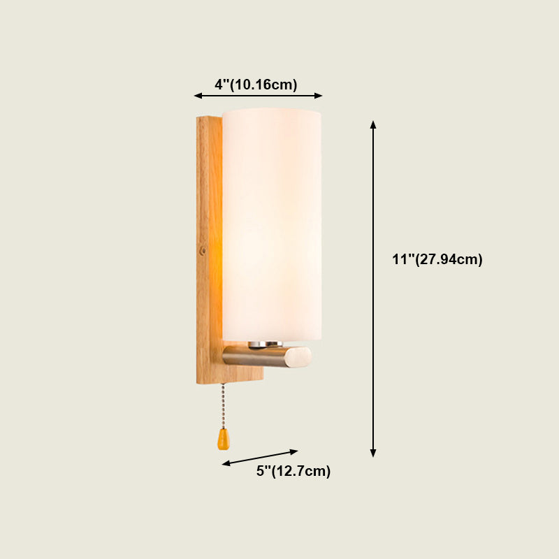 Estilo japonés de pared de madera de madera apliques de pared geométrica con vidrio blanco