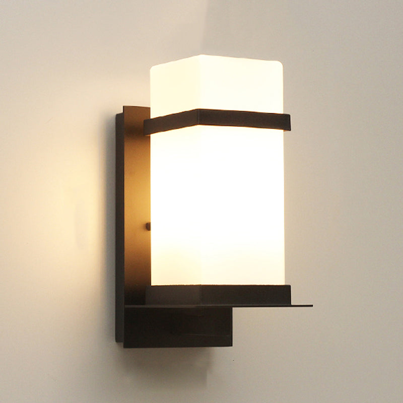 Modern de pared de metal, forma cuboidal de forma Cuboides con sombra de vidrio blanco para el aire libre