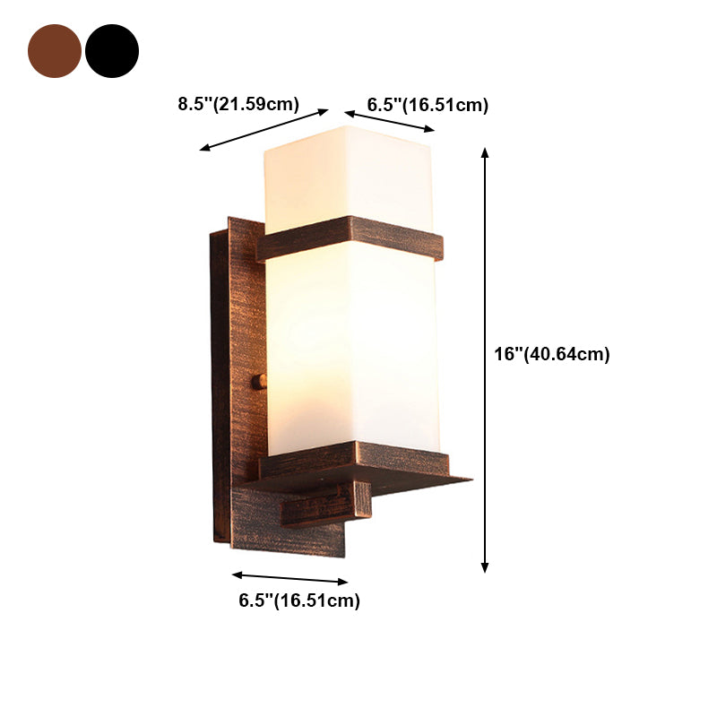 Modern de pared de metal, forma cuboidal de forma Cuboides con sombra de vidrio blanco para el aire libre