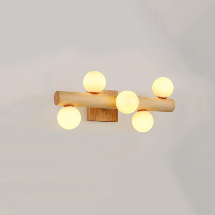 Japanese Style Wood Wall Light Geometric Shape Wall Sconce Lamp Fixture for Bedroom