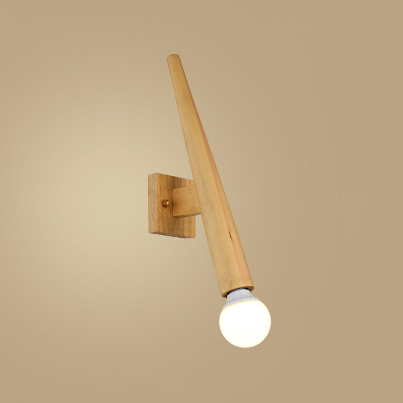 Japanese Style Wood Wall Light Geometric Shape Wall Sconce Lamp Fixture for Bedroom
