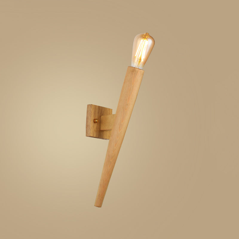 Japanese Style Wood Wall Light Geometric Shape Wall Sconce Lamp Fixture for Bedroom