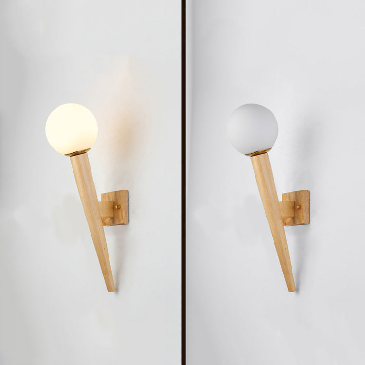 Japanese Style Wood Wall Light Geometric Shape Wall Sconce Lamp Fixture for Bedroom