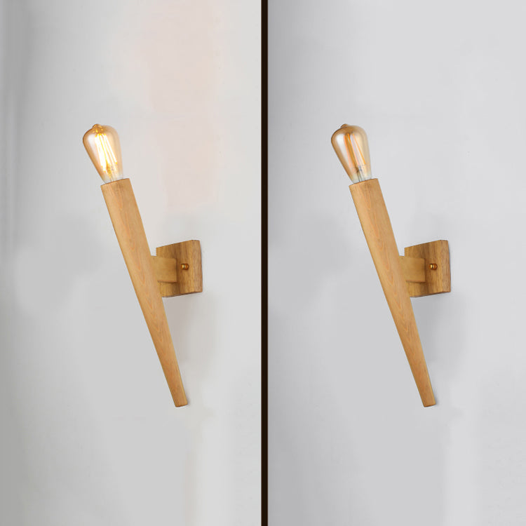 Japanese Style Wood Wall Light Geometric Shape Wall Sconce Lamp Fixture for Bedroom