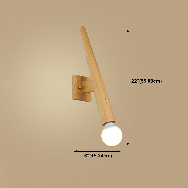 Japanese Style Wood Wall Light Geometric Shape Wall Sconce Lamp Fixture for Bedroom