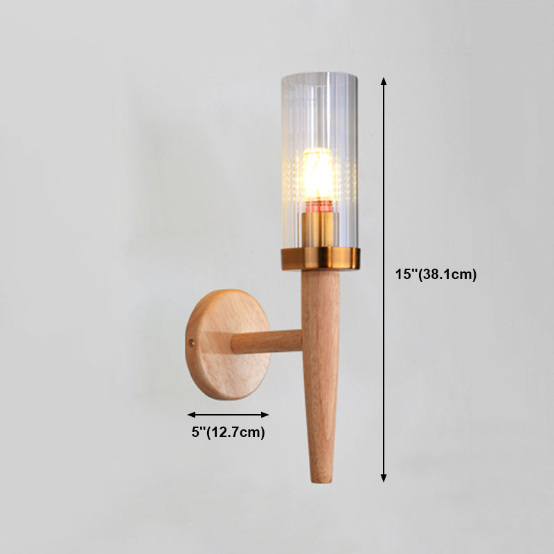 Japanese Style Wood Wall Light Geometric Shape Wall Sconce Lamp Fixture for Bedroom