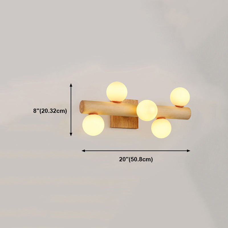 Japanese Style Wood Wall Light Geometric Shape Wall Sconce Lamp Fixture for Bedroom