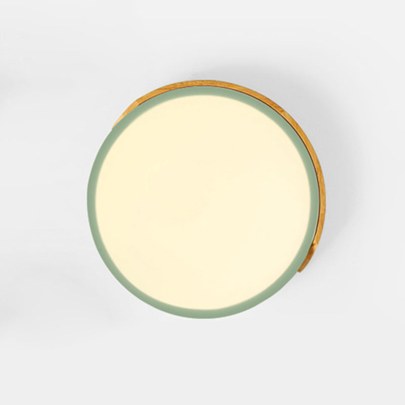 Round Shape LED Ceiling Lamp Macaroon Modern Style Iron 1 Light Flush Mount for Bedroom