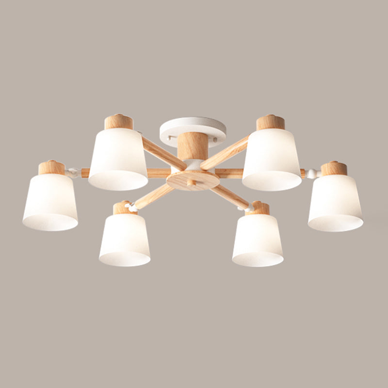 Moderne Einbauleuchten aus Holz, runde Einbaulampe in Braun für das Wohnzimmer