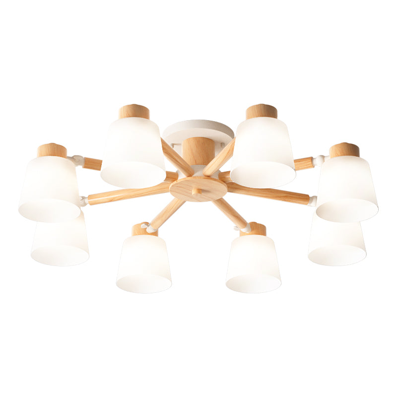 Moderne Einbauleuchten aus Holz, runde Einbaulampe in Braun für das Wohnzimmer