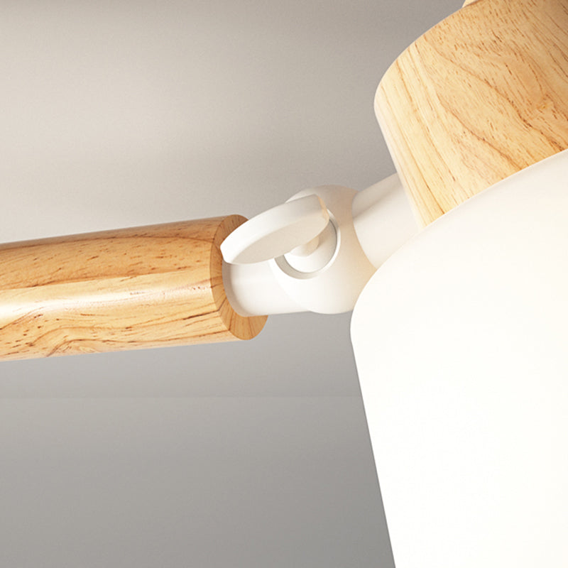 Modern Flush Light Fixtures Wood Round Flush Mount Lamp in Brown for Living Room