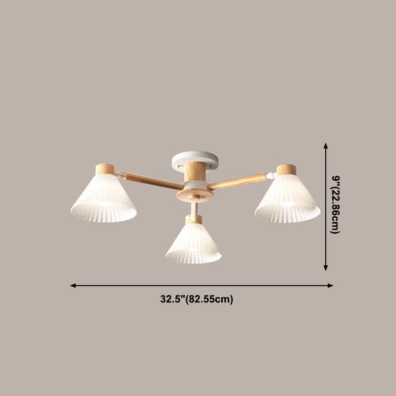 Modern Flush Light Fixtures Wood Round Flush Mount Lamp in Brown for Living Room