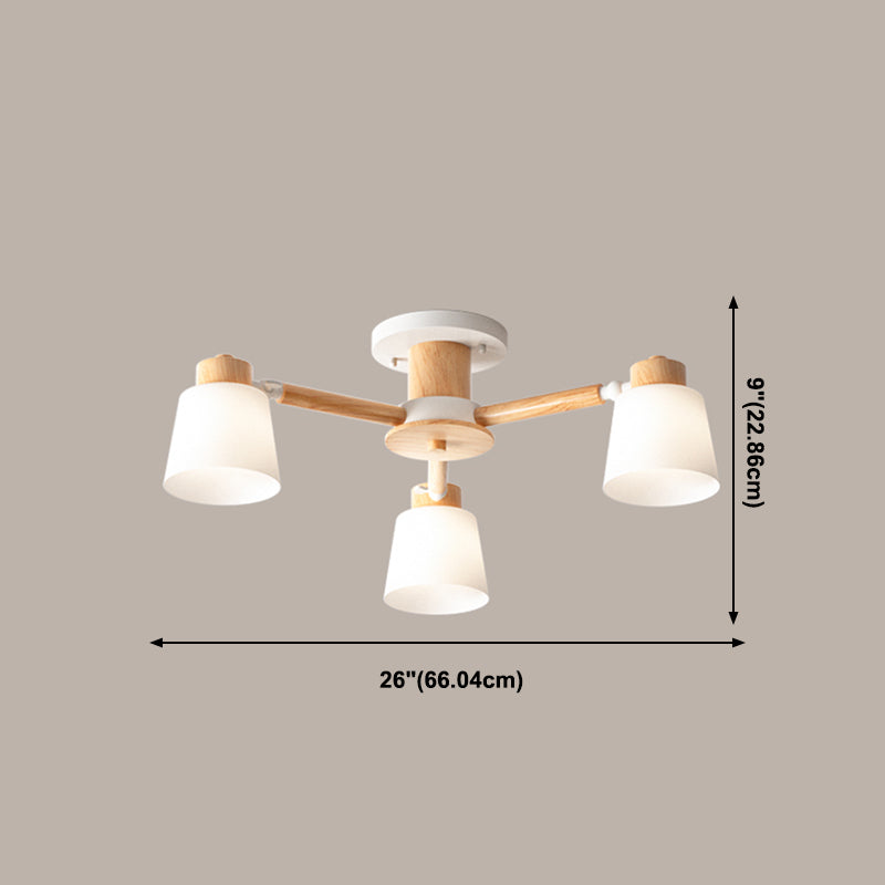 Modern Flush Light Fixtures Wood Round Flush Mount Lamp in Brown for Living Room