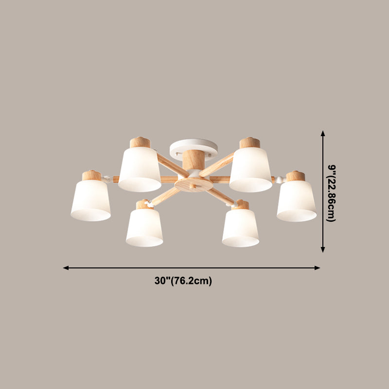 Modern Flush Light Fixtures Wood Round Flush Mount Lamp in Brown for Living Room