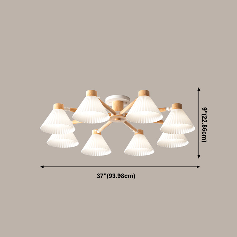 Modern Flush Light Fixtures Wood Round Flush Mount Lamp in Brown for Living Room