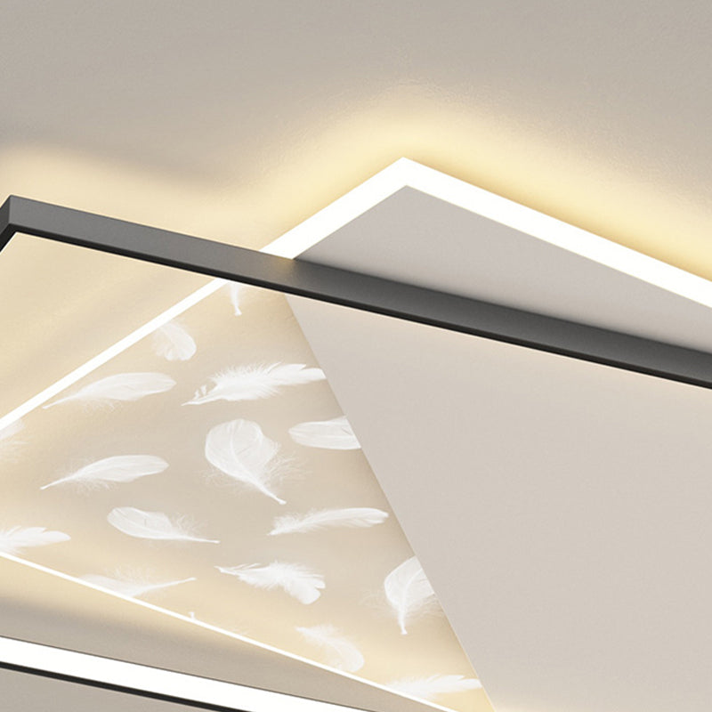 Geometry Shape LED Feather Ceiling Lamp Modern Aluminium 2 Lights Flush Mount for Bedroom