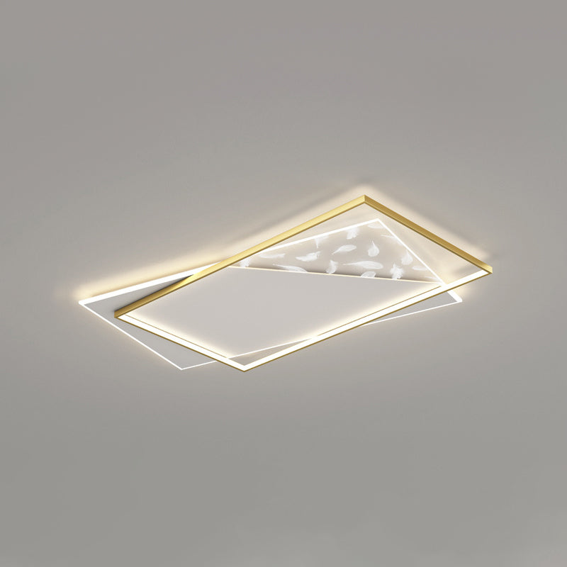 Geometry Shape LED Feather Ceiling Lamp Modern Aluminium 2 Lights Flush Mount for Bedroom