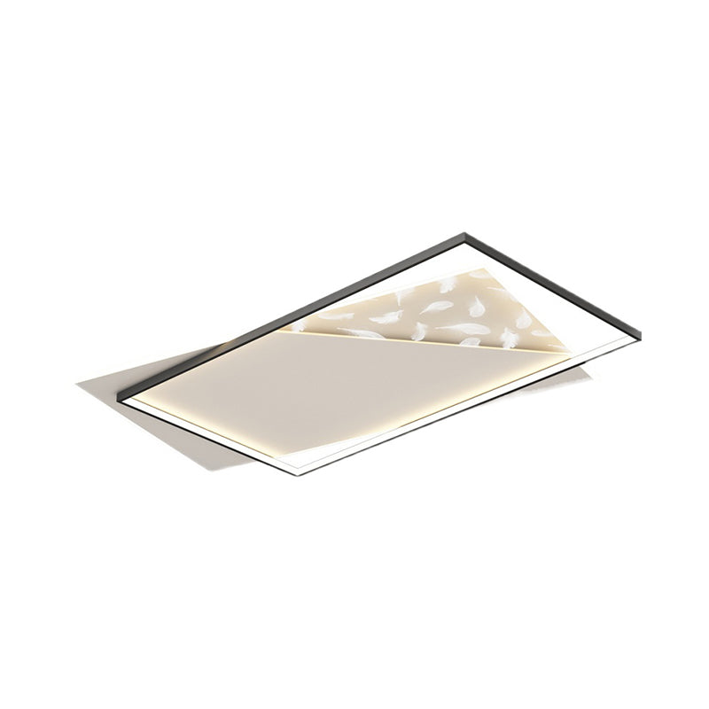 Geometry Shape LED Feather Ceiling Lamp Modern Aluminium 2 Lights Flush Mount for Bedroom