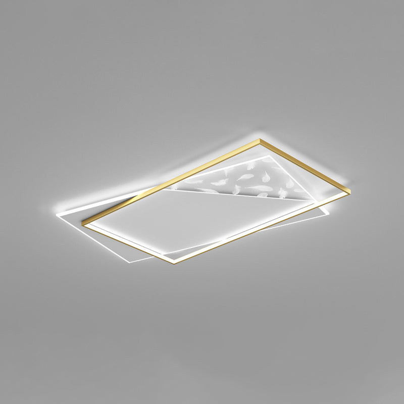 Geometry Shape LED Feather Ceiling Lamp Modern Aluminium 2 Lights Flush Mount for Bedroom