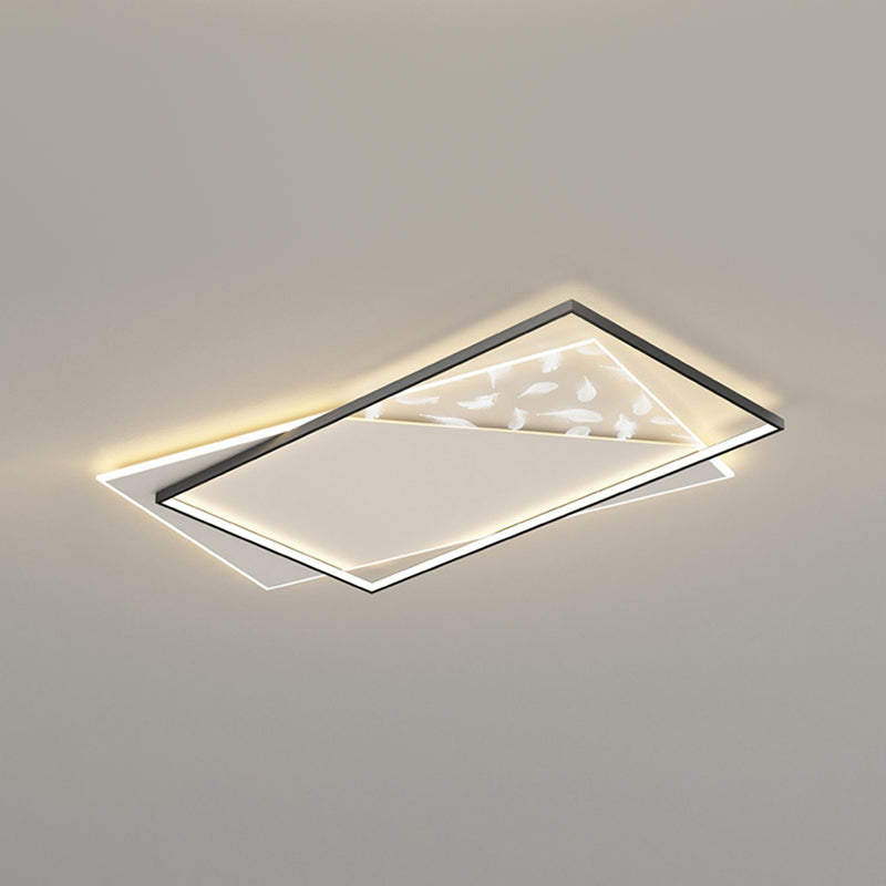 Geometry Shape LED Feather Ceiling Lamp Modern Aluminium 2 Lights Flush Mount for Bedroom