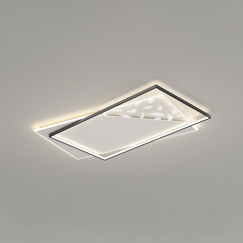 Geometry Shape LED Feather Ceiling Lamp Modern Aluminium 2 Lights Flush Mount for Bedroom