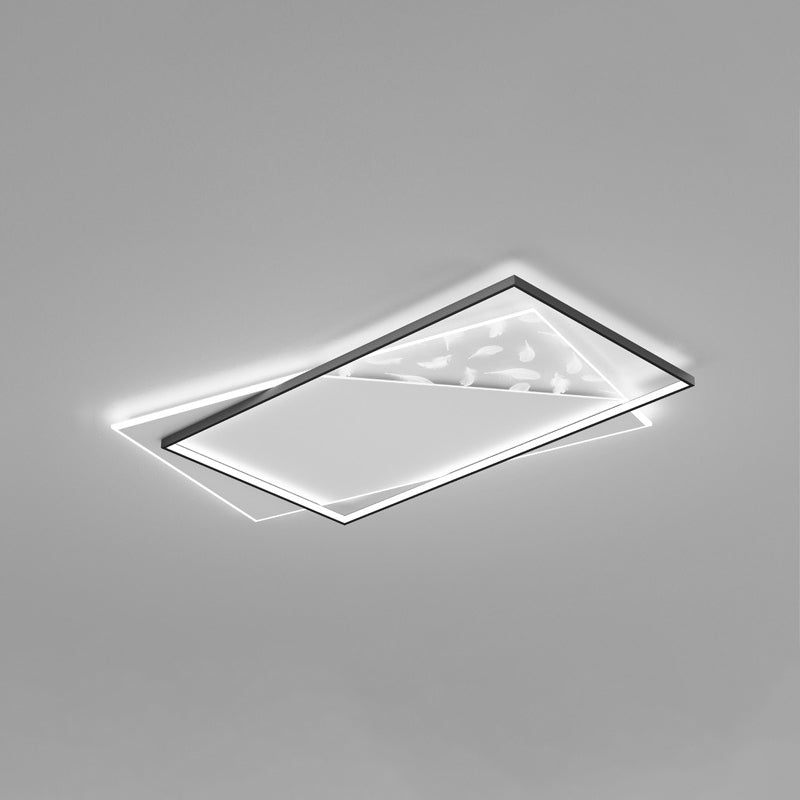 Geometry Shape LED Feather Ceiling Lamp Modern Aluminium 2 Lights Flush Mount for Bedroom