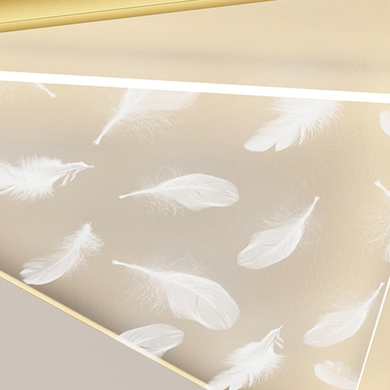 Geometry Shape LED Feather Ceiling Lamp Modern Aluminium 2 Lights Flush Mount for Bedroom