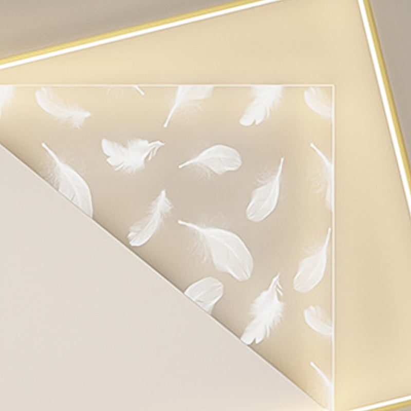 Geometry Shape LED Feather Ceiling Lamp Modern Aluminium 2 Lights Flush Mount for Bedroom