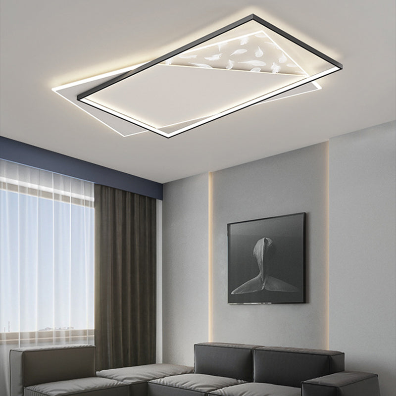 Geometry Shape LED Feather Ceiling Lamp Modern Aluminium 2 Lights Flush Mount for Bedroom
