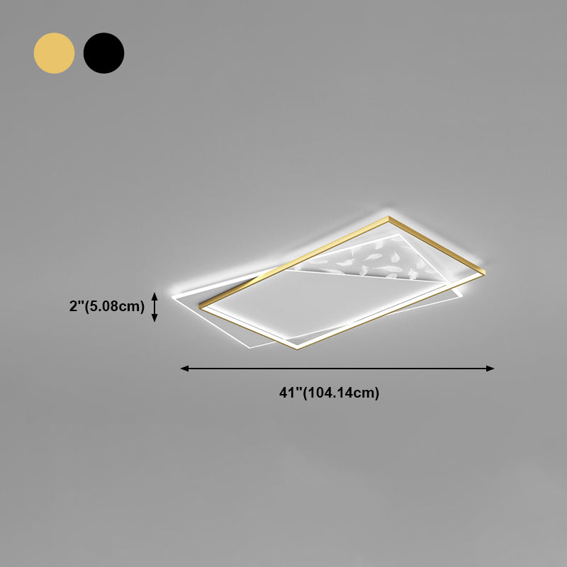Geometry Shape LED Feather Ceiling Lamp Modern Aluminium 2 Lights Flush Mount for Bedroom