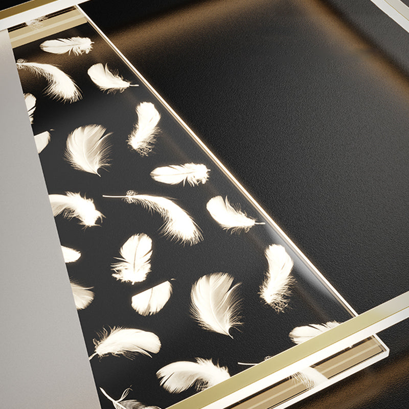 Forme géométrique LED plume plafonnier moderne fer 3 lumières encastré pour salon