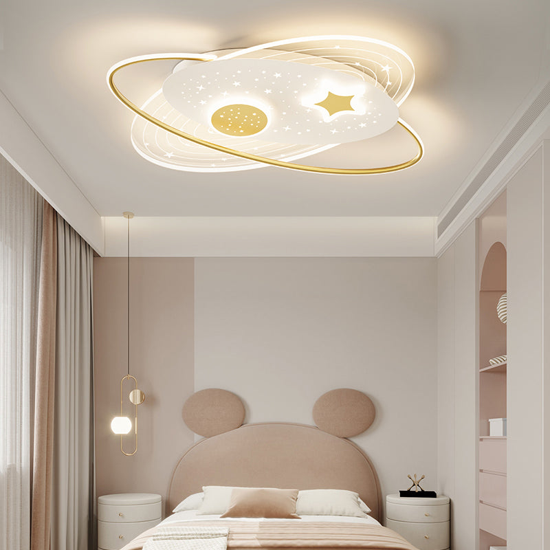 Plafonnier LED de forme ovale en fer moderne, 4 lumières, montage encastré pour chambre à coucher