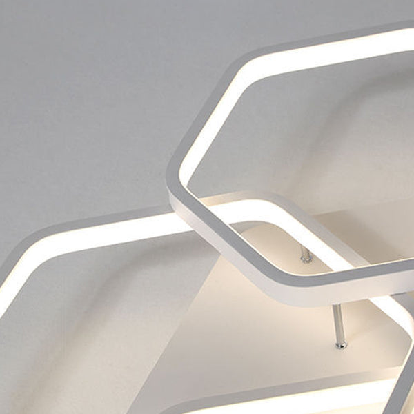 Luminaire encastré hexagonal moderne en métal, plafonnier encastré en blanc