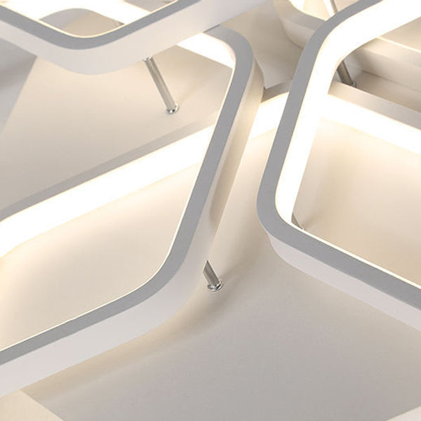 Luminaire encastré hexagonal moderne en métal, plafonnier encastré en blanc