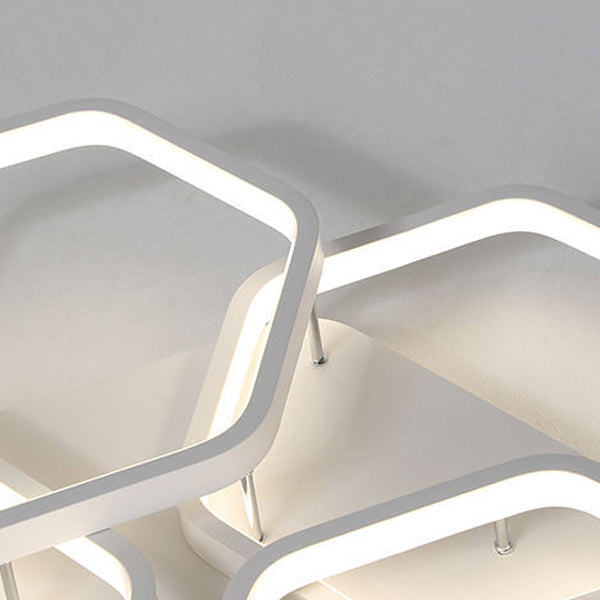Luminaire encastré hexagonal moderne en métal, plafonnier encastré en blanc
