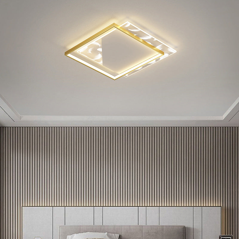 Contemporary Squared Flush Light Fixture Metal 2-Light Flush Mount Ceiling Light