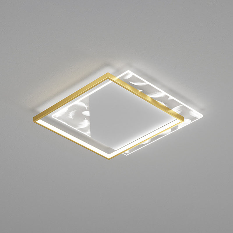 Contemporary Squared Flush Light Fixture Metal 2-Light Flush Mount Ceiling Light