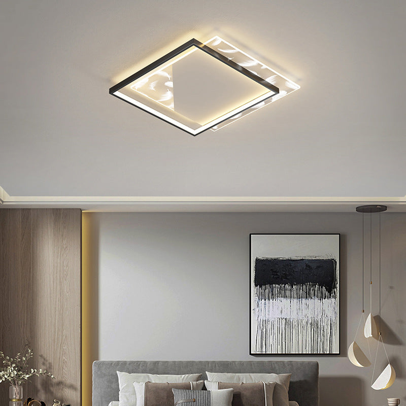 Contemporary Squared Flush Light Fixture Metal 2-Light Flush Mount Ceiling Light