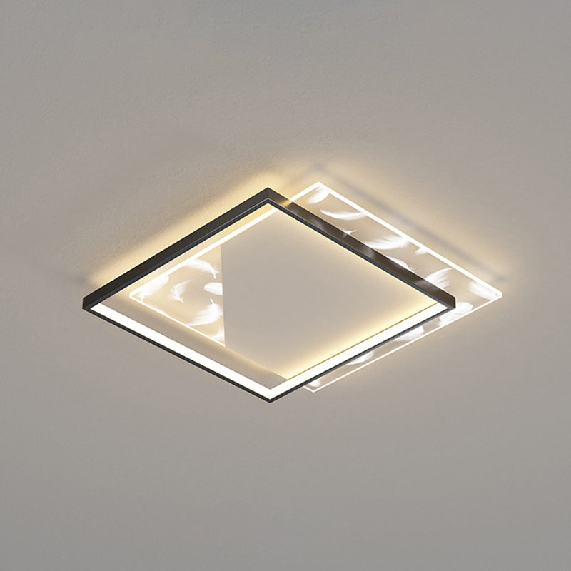 Lámpara empotrada cuadrada contemporánea, lámpara de techo empotrada de metal con 2 luces