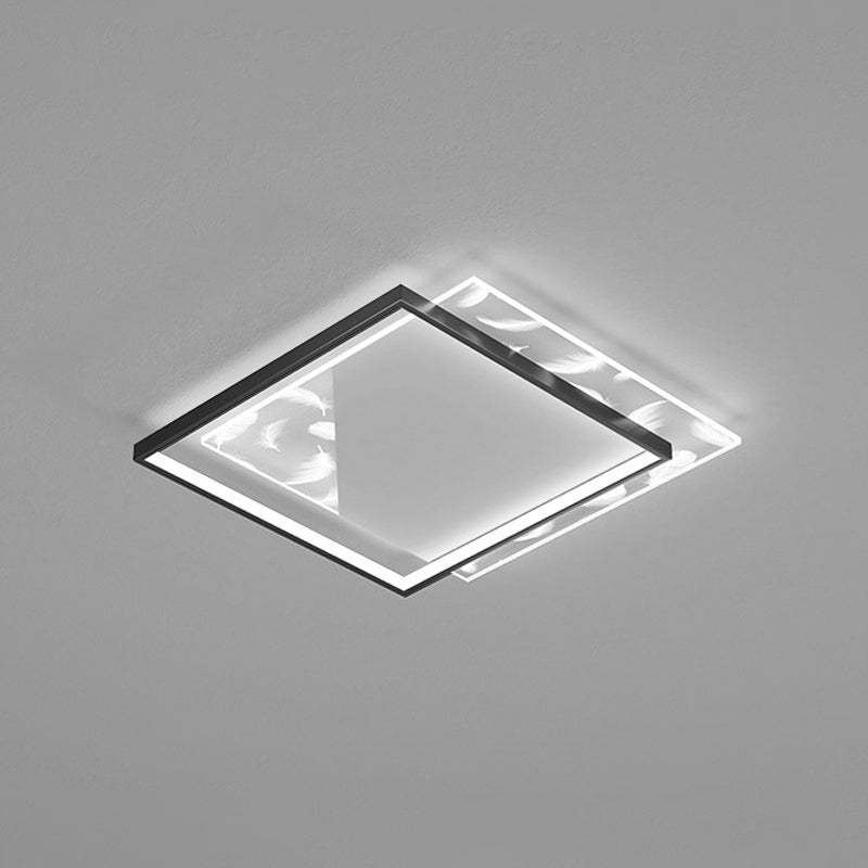 Lámpara empotrada cuadrada contemporánea, lámpara de techo empotrada de metal con 2 luces