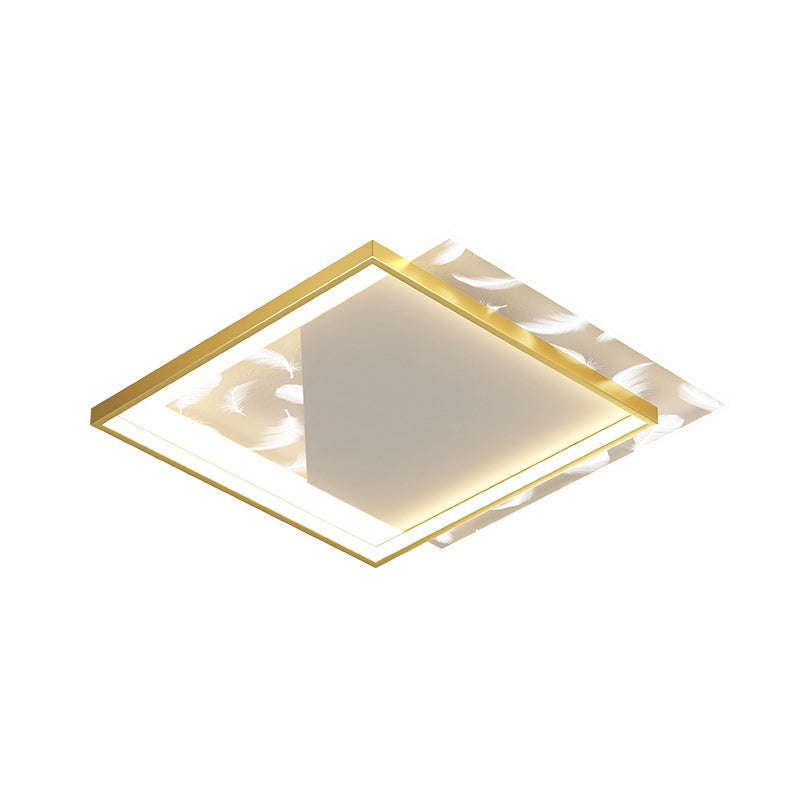 Lámpara empotrada cuadrada contemporánea, lámpara de techo empotrada de metal con 2 luces