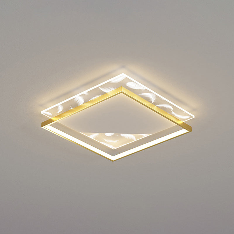 Contemporary Squared Flush Light Fixture Metal 2-Light Flush Mount Ceiling Light