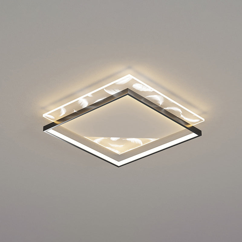 Contemporary Squared Flush Light Fixture Metal 2-Light Flush Mount Ceiling Light