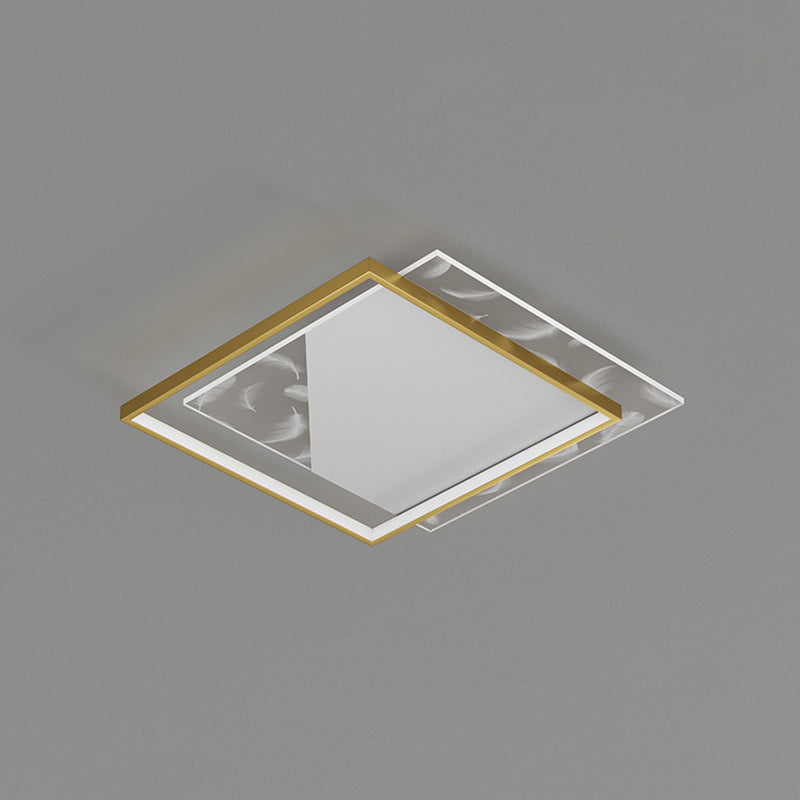 Contemporary Squared Flush Light Fixture Metal 2-Light Flush Mount Ceiling Light